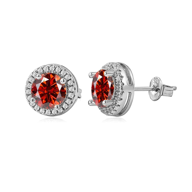 Pass Diamond Tester Pen Moissanite And Zircon Stud Earrings For Women 100% Real 925 Sterling Silver GRA Certificates D VVS1