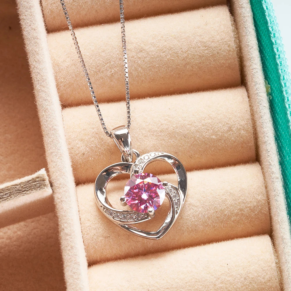 1 Carat Real Moissanite Pendant Necklace Silver Gold  Color 925 Sterling Silver Thick Neck Chain Jewelry Pass Diamond Tester